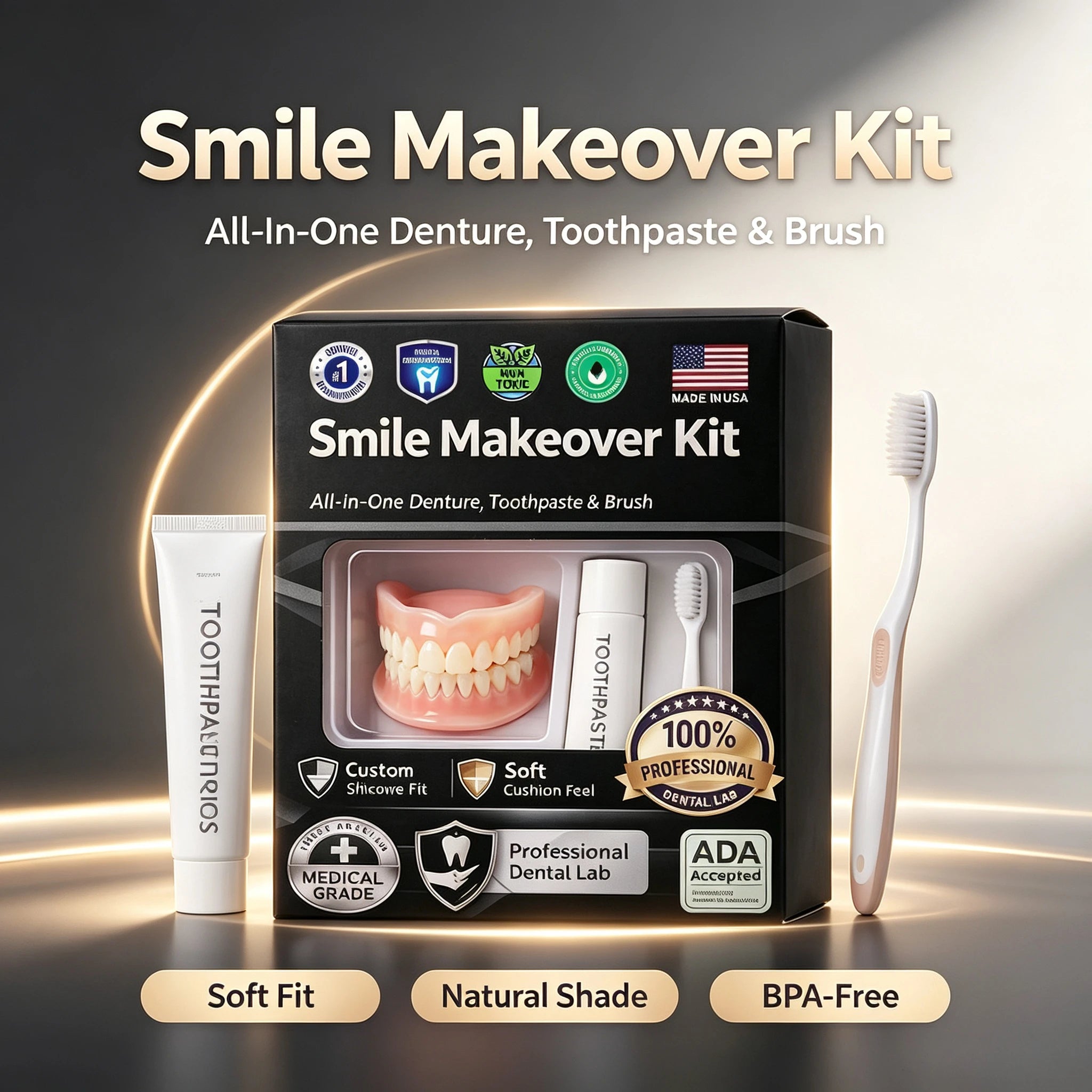 Moldable Silicone Cosmetic Teeth Set - Temporary Instant Smile Veneers - 12