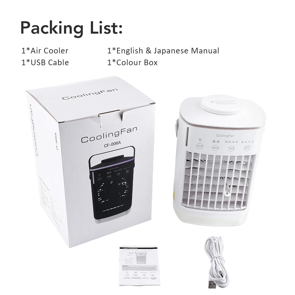Portable Desktop Air Cooler Fan with Ultrasonic Misting and Ambient Light - 15