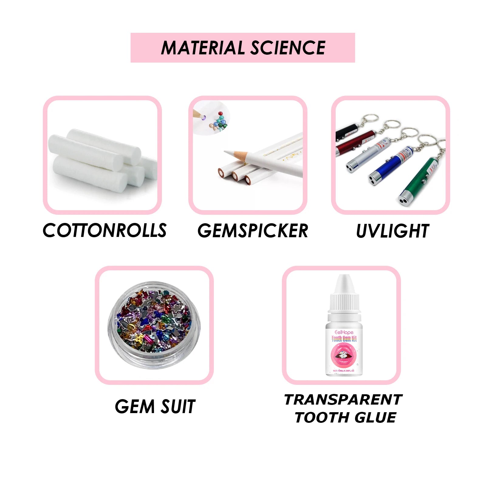 Professional DIY Tooth Gem Kit with UV Light for Sparkling Dental Jewelry - 14
