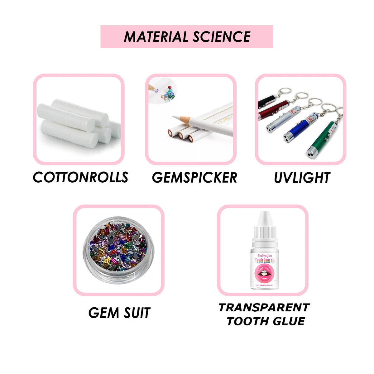 Professional DIY Tooth Gem Kit with UV Light for Sparkling Dental Jewelry