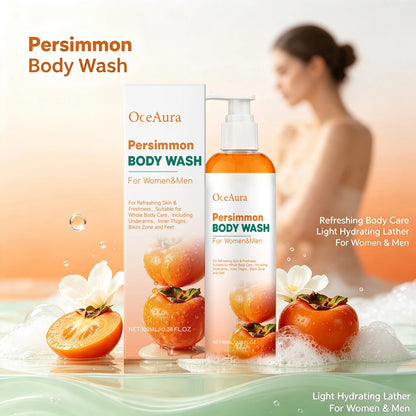 Natural Persimmon Body Wash - Odor Eliminating Deodorizing Shower Gel for All Skin