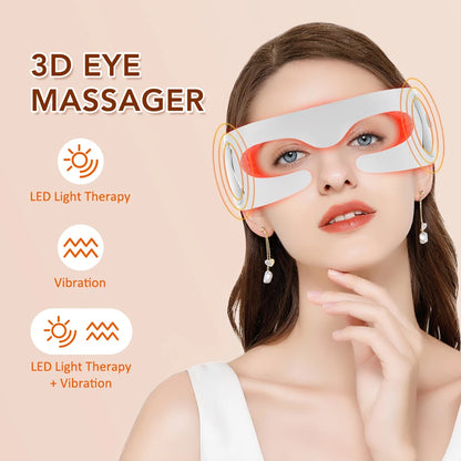 3D LED Red Light Eye Massager with Vibration for Dark Circles & Fatigue Relief