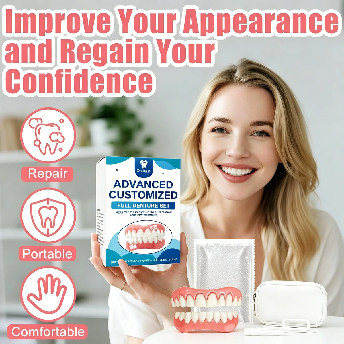 Natural Texture Realistic Full Denture Set for a Comfortable and Confident Smile