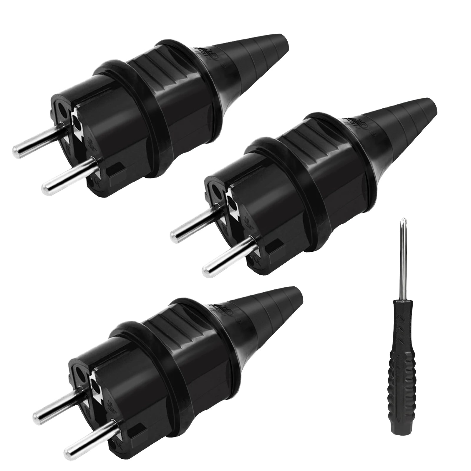 IP44 Waterproof Schuko Plug - Heavy Duty 16A 250V Rewireable EU Power Connector - 14