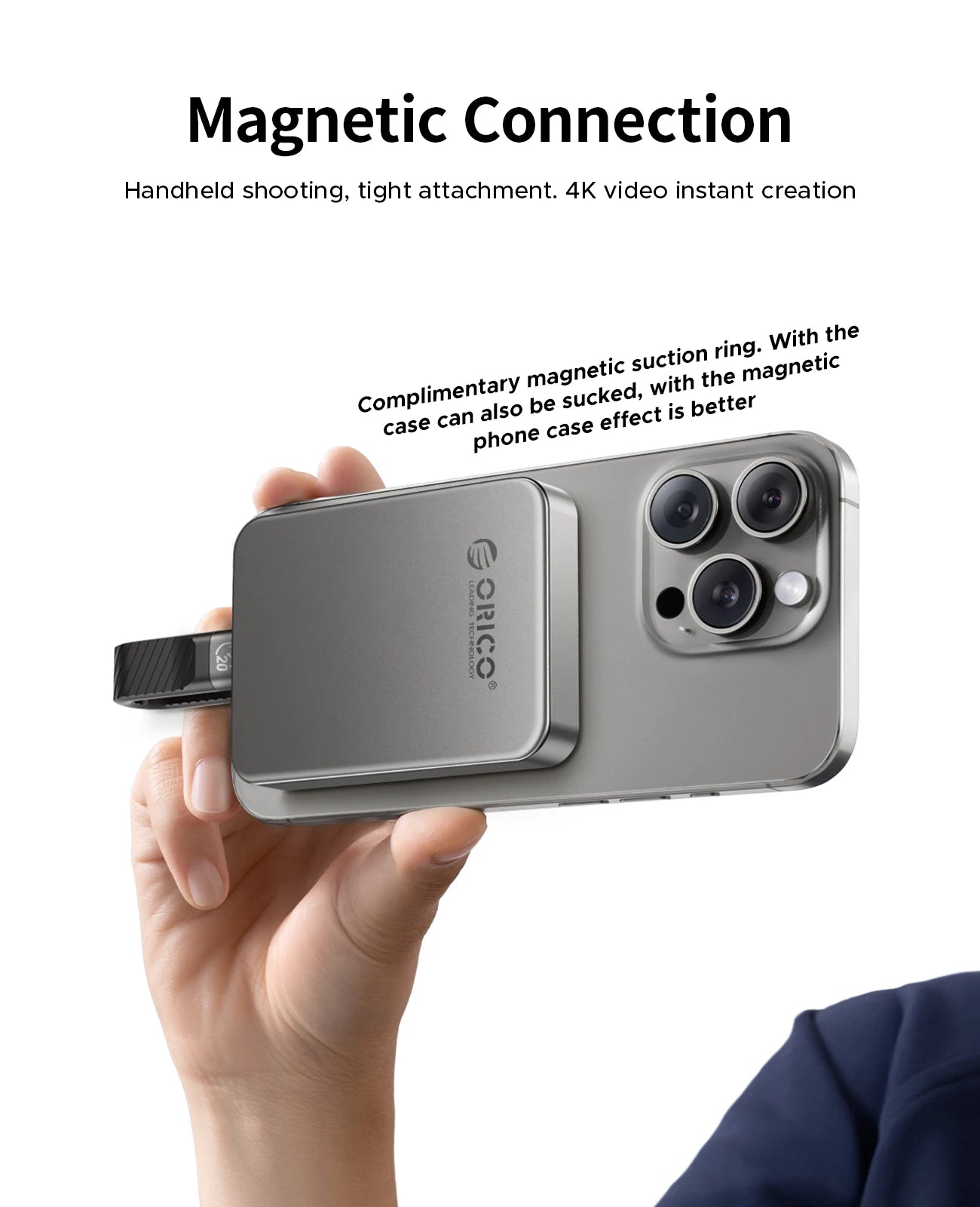 Magnetic External SSD for iPhone 16/15 Pro, 2000MB/s Portable Storage