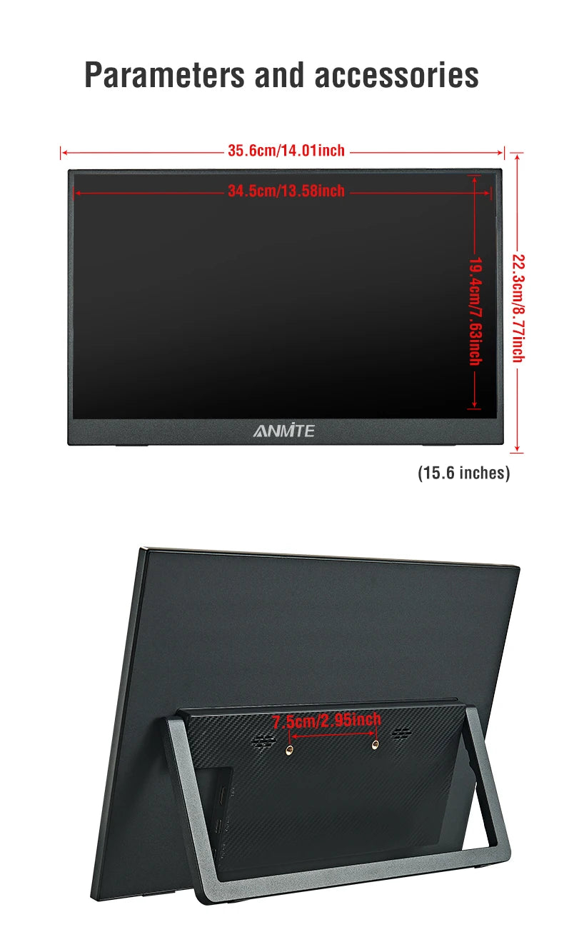 15.6" Portable IPS Monitor 1080P HDR - Touch & Non-Touch Options - 17
