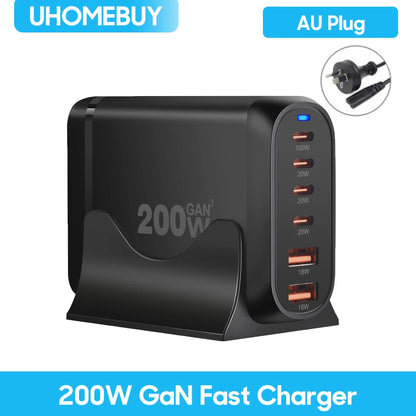10-Port 800W GaN Desktop Fast Charging Station - 100W USB-C PD Charger