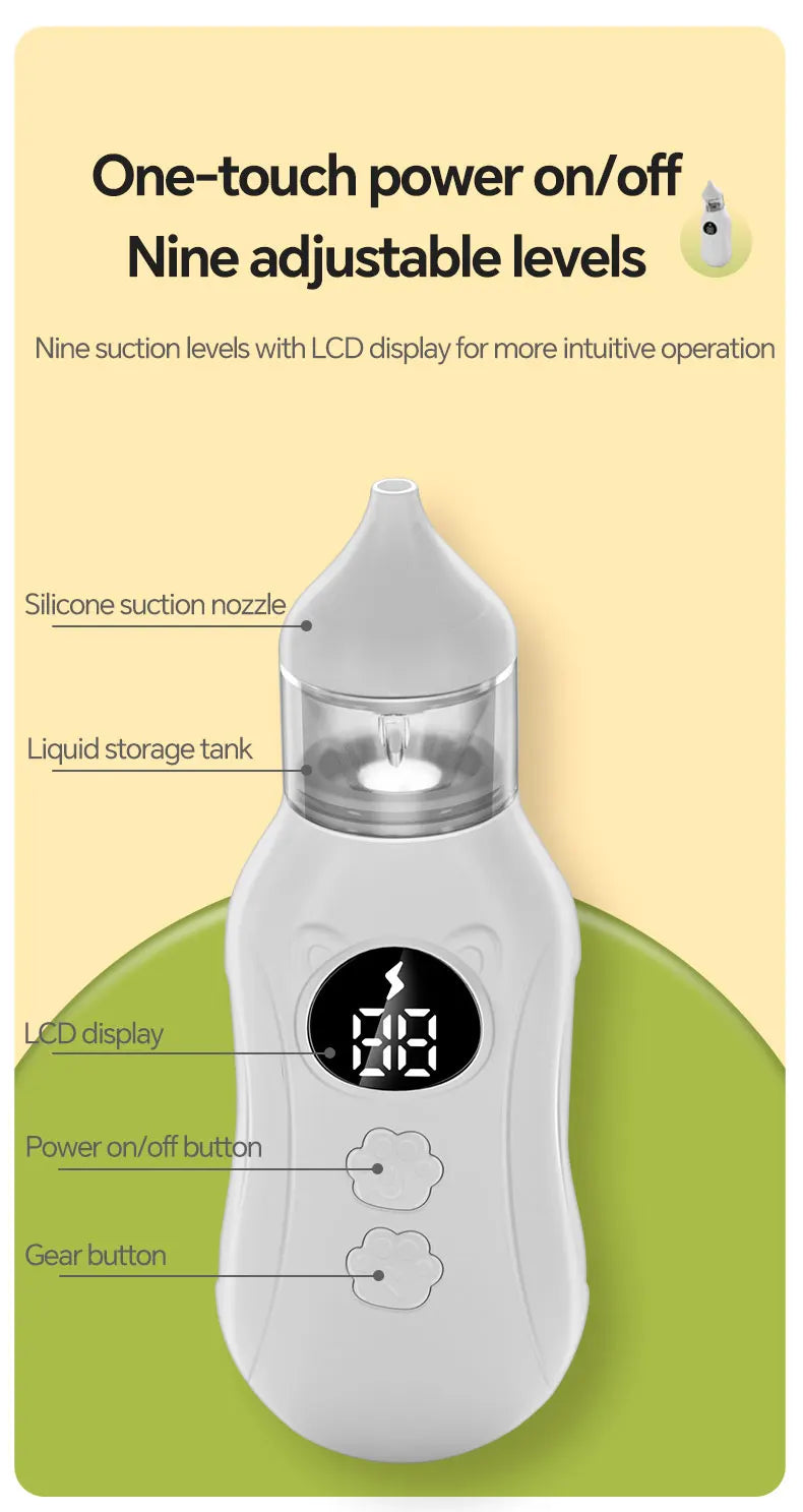 Electric Baby Nasal Aspirator - Rechargeable Nose Cleaner for Congestion Relief