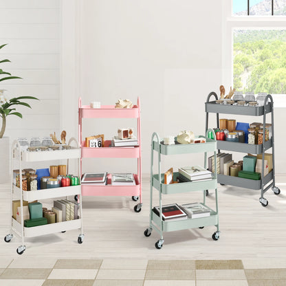 3-Tier Rolling Storage Utility Cart with Lockable Wheels for Home
