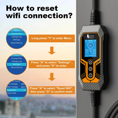 11KW Portable Type 2 EV Charger - Smart App Control & Adjustable Current