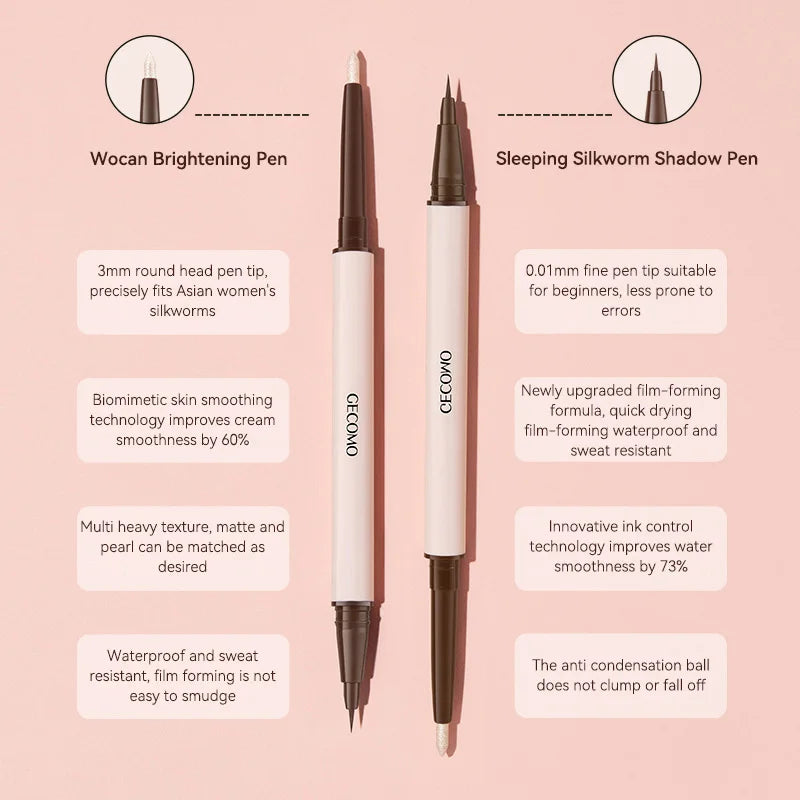 Double-Headed Waterproof Eyeliner & Silkworm Highlighter Pen