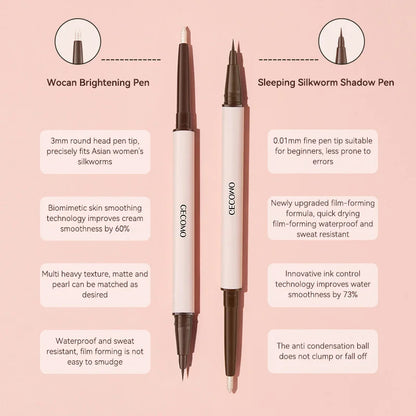 Double-Headed Waterproof Eyeliner & Silkworm Highlighter Pen