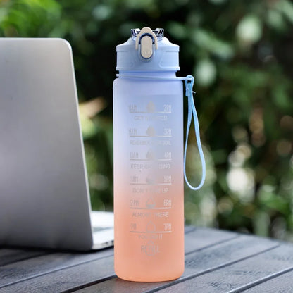 Motivational 750ml Sports Water Bottle with Time Marker & Leak-Proof Straw