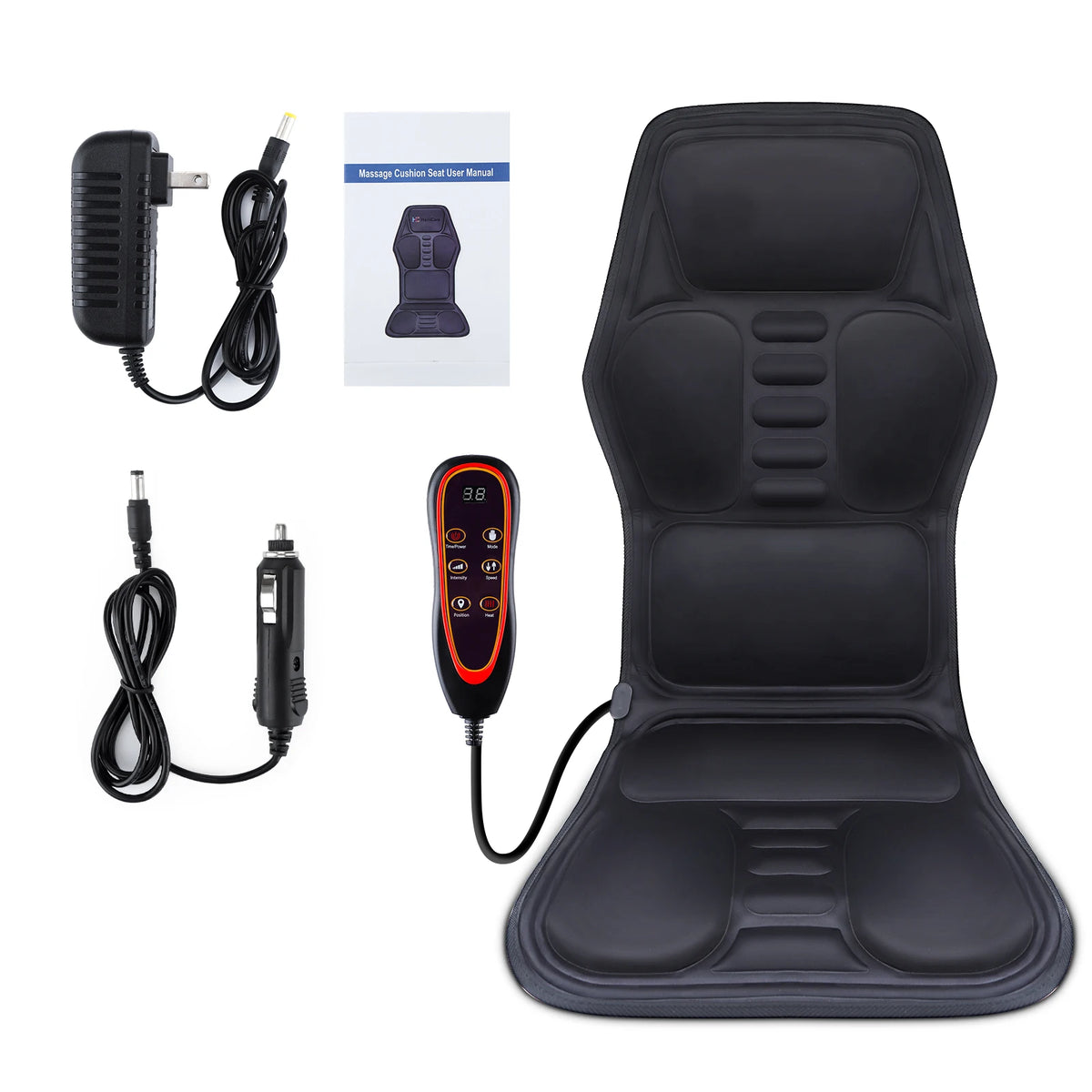 Electric Full-Body Vibrating Massage Chair Cushion with Soothing Heat Therapy