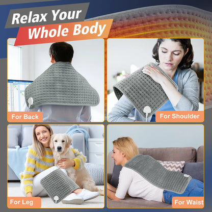 Electric Heating Pad with 9 Temperature Levels & Auto-Off Timer for Pain Relief