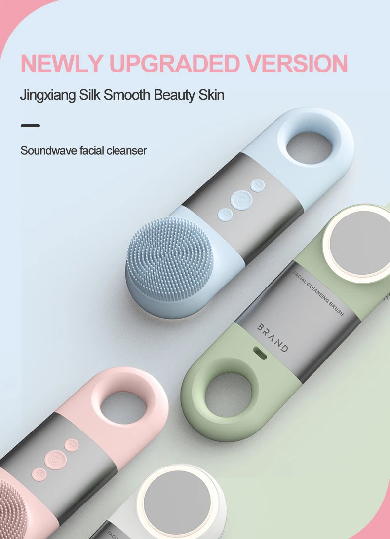 Hot & Cold Sonic Facial Cleansing Brush - Waterproof Silicone Face Massager - 7