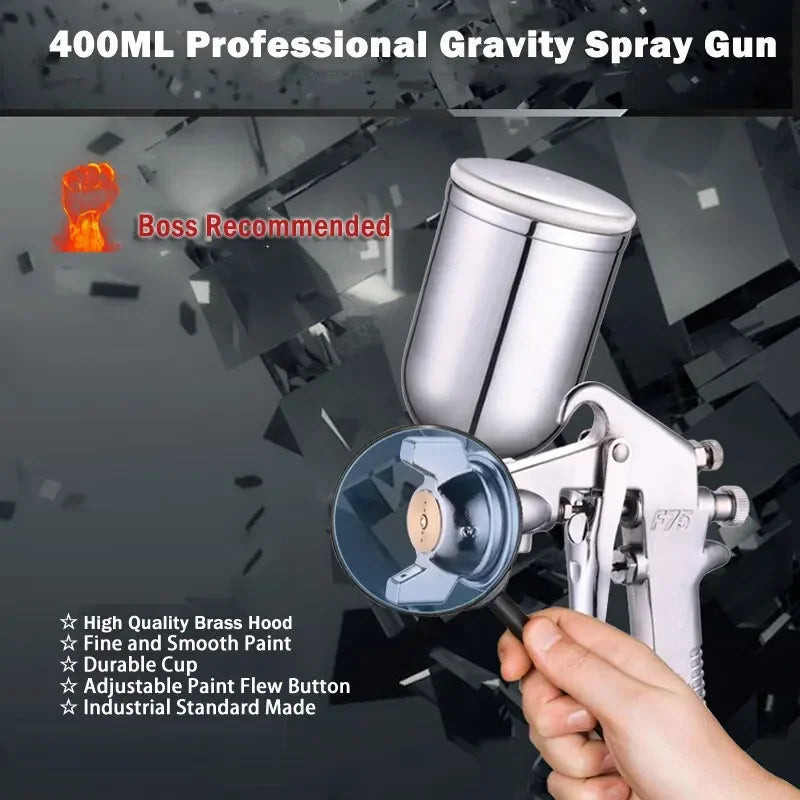 F-75 Professional Pneumatic Air Spray Gun 1.5mm Nozzle for Paint & Furniture - 12