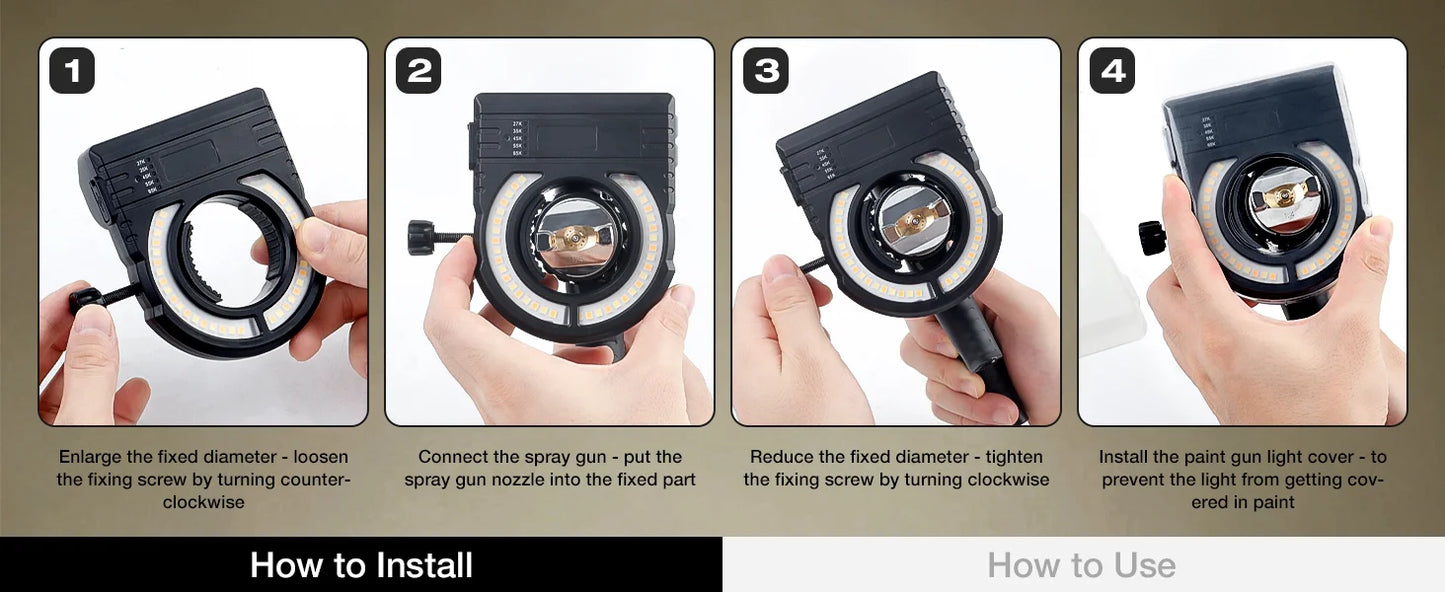 Rechargeable LED Spray Gun Light - Adjustable Car Paint Fill Light