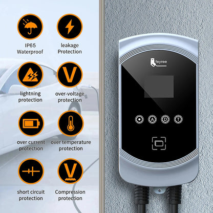 Smart Type 1 EV Wallbox Charger - 7.6kW to 12kW Fast Home Charging Station
