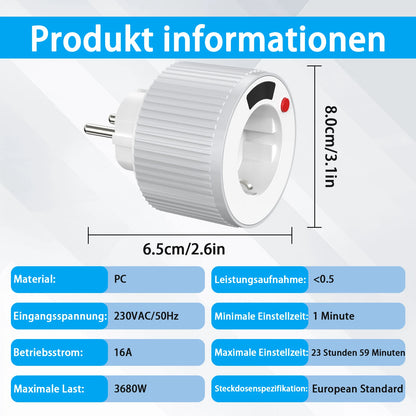 EU Standard 24-Hour Digital Rotary Countdown Timer Socket 3680W
