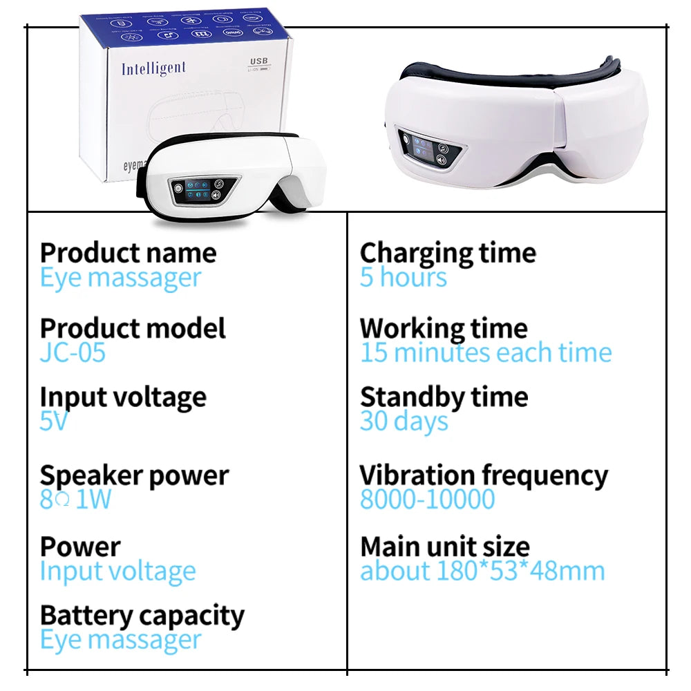 6D Smart Bluetooth Eye Massager with Heat & Air Pressure for Eye Fatigue - 11