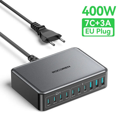 400W 10-in-1 GaN Desktop Charging Station - Fast Multi-Port Power Hub