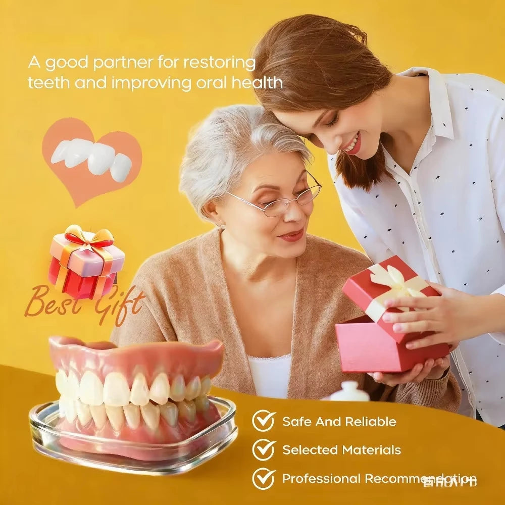 Comfort-Fit Silicone Denture Set for Men & Women - Natural Looking Full Teeth Replacement - 5
