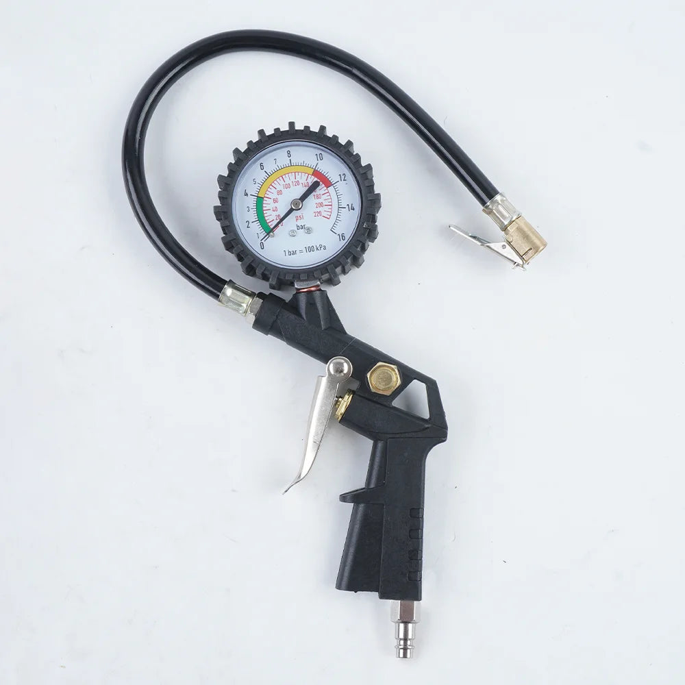 220 PSI Tire Inflator with Pressure Gauge & Air Hose for Cars & Motorcycles