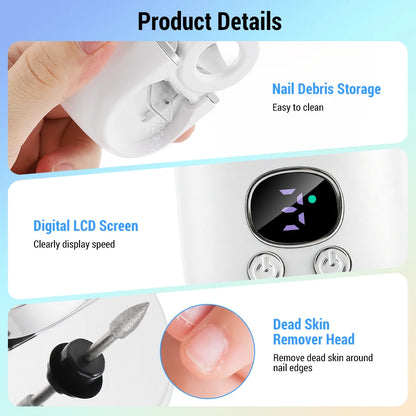 Automatic Electric Nail Clipper with LED Magnifier & Nail Polisher