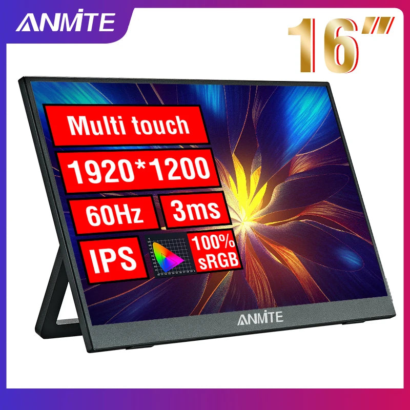16-Inch Portable 1200P HDR Monitor - Touch/Non-Touch IPS Gaming Display - 1