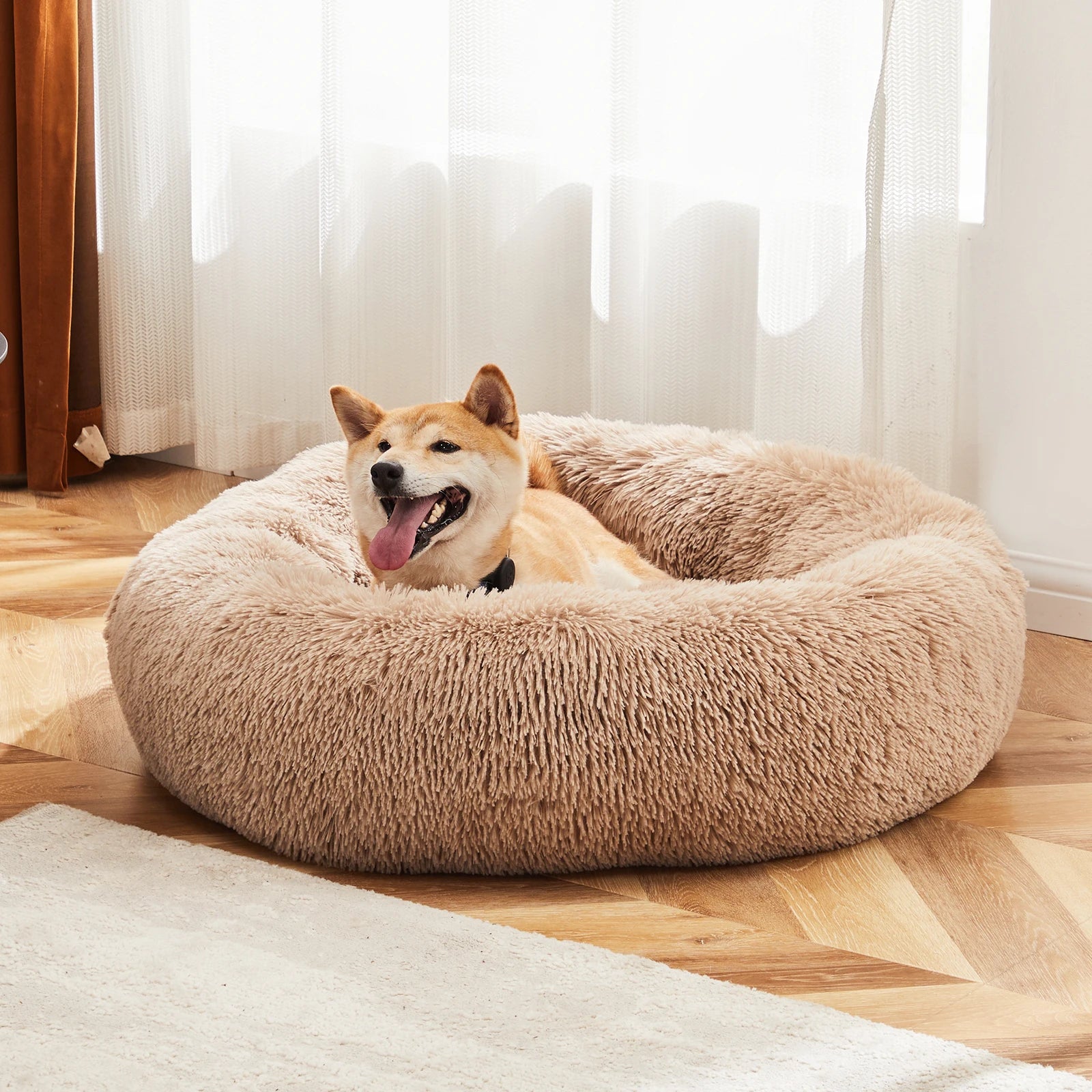 Calming Plush Dog Bed - Ultra-Soft Anti-Slip Washable Pet Bed for Dogs - 1