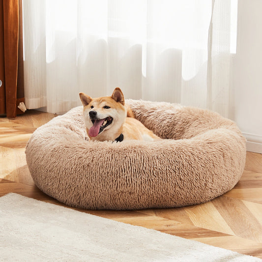 Calming Plush Dog Bed - Ultra-Soft Anti-Slip Washable Pet Bed for Dogs