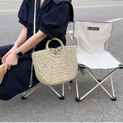 Luxury Woven Straw Bucket Bag