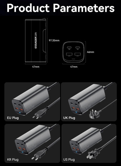 100W GaN Desktop Fast Charger - 4-Port USB-C PD Charging Station