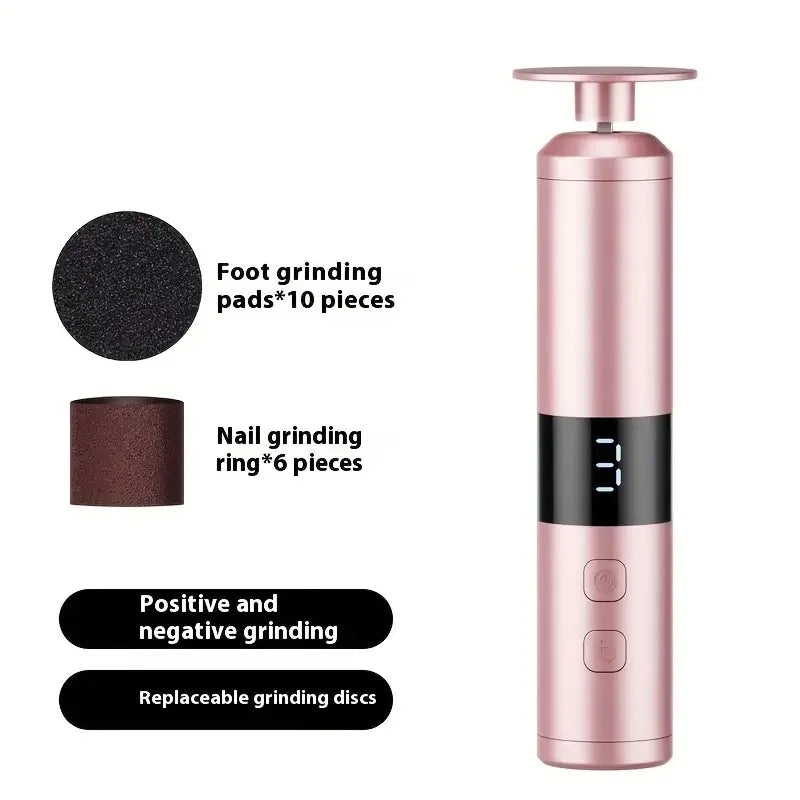 Electric Foot Callus Remover & Nail Polisher Set - 3-Speed Rechargeable Pedicure Tool - 11