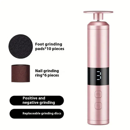 Electric Foot Callus Remover & Nail Polisher Set - 3-Speed Rechargeable Pedicure Tool