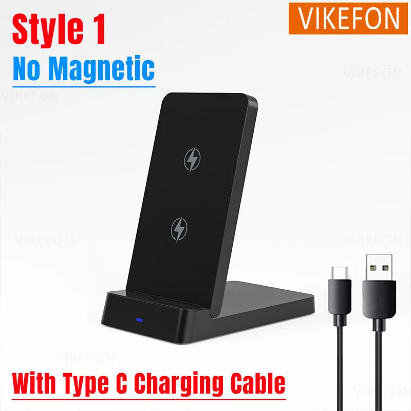 15W Foldable Fast Wireless Charging Stand - Magnetic Phone Desktop Holder - 22