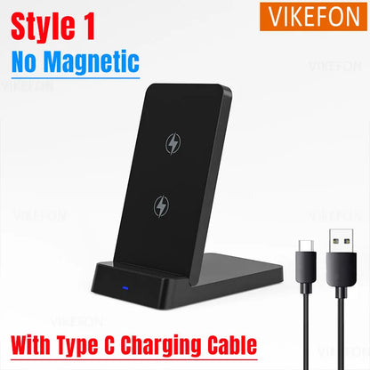 15W Foldable Wireless Charging Stand for iPhone & Samsung - Fast Charger