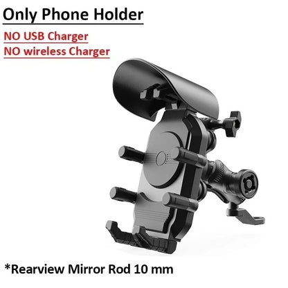 Motorcycle Phone Mount with 15W Wireless & 30W USB-C Fast Charger
