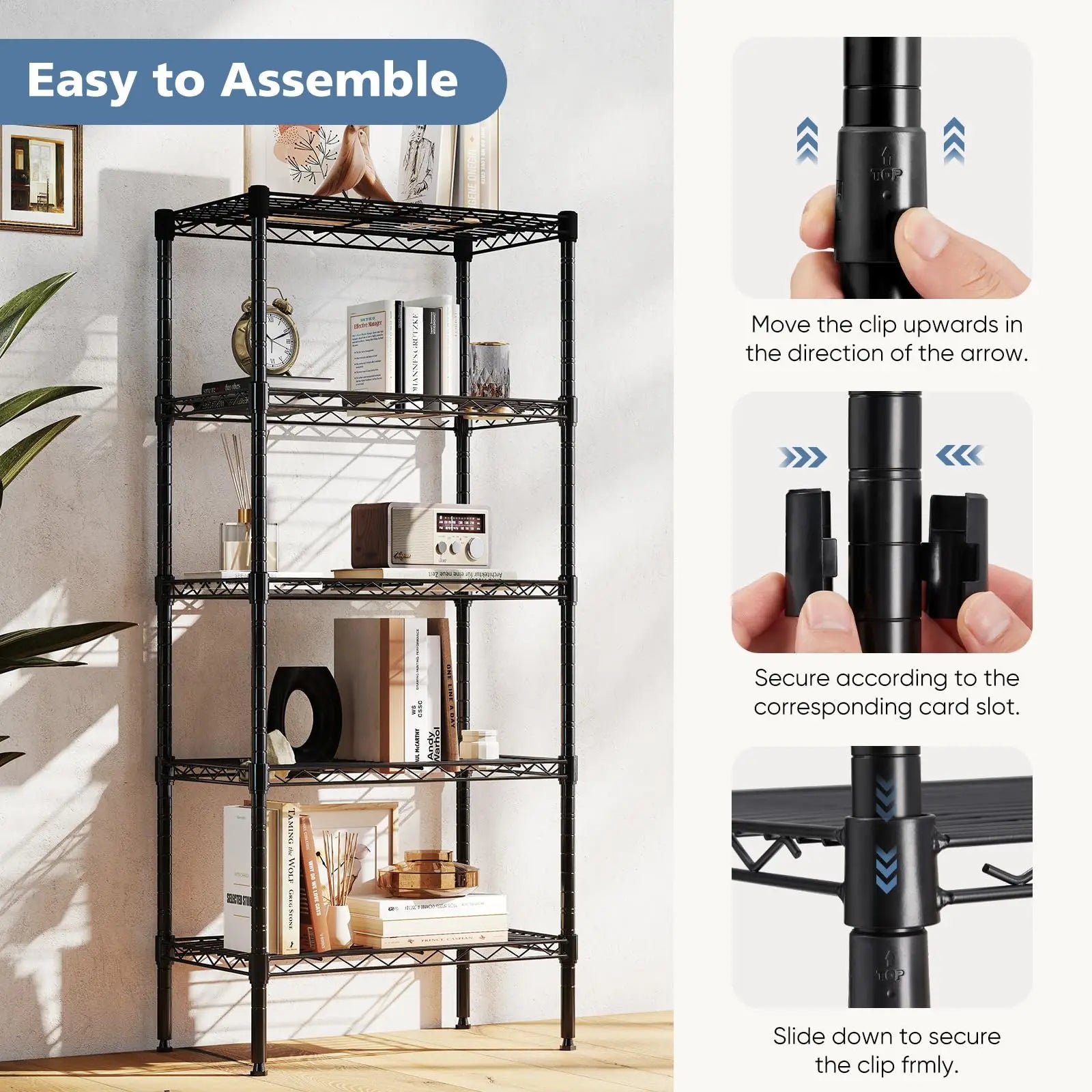 Heavy-Duty Adjustable Metal Wire Storage Shelving Rack - 3 to 5 Tier - 4