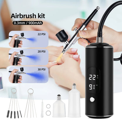 Cordless Airbrush Kit with Compressor for Nails, Cake & Makeup