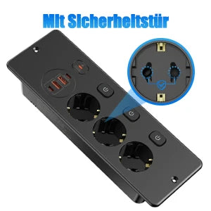 EU Desktop Power Strip with 5 AC Sockets & 4 USB Ports - 3250W Fast Charge