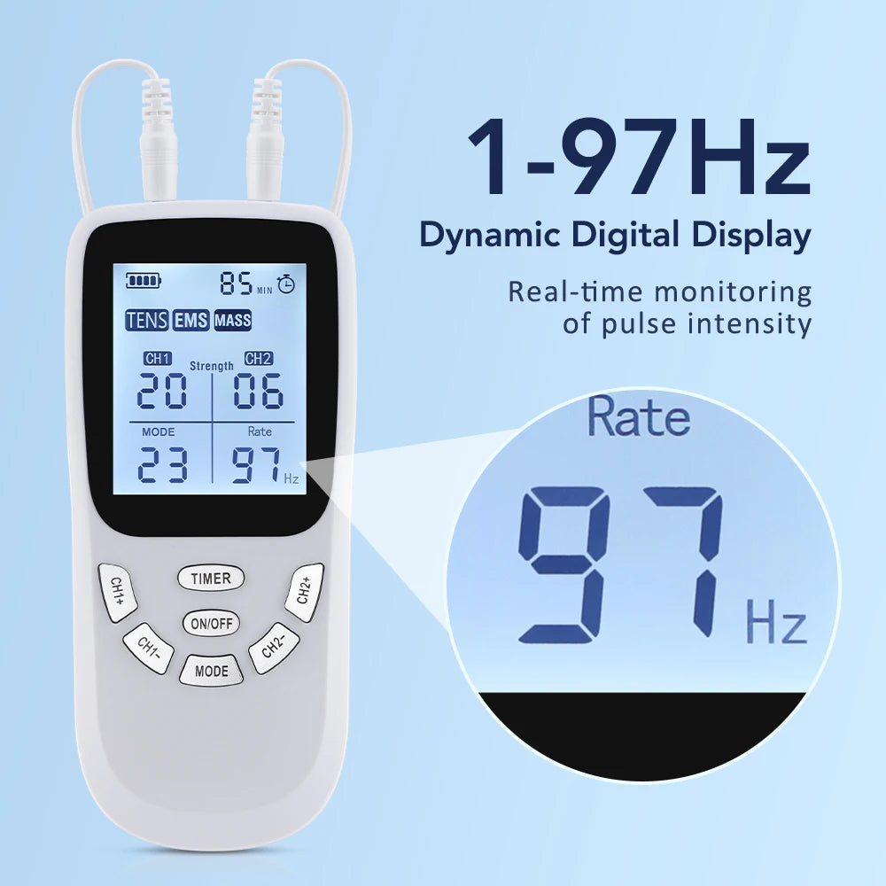 Dual Channel TENS & EMS Muscle Stimulator - Digital Therapy Massager