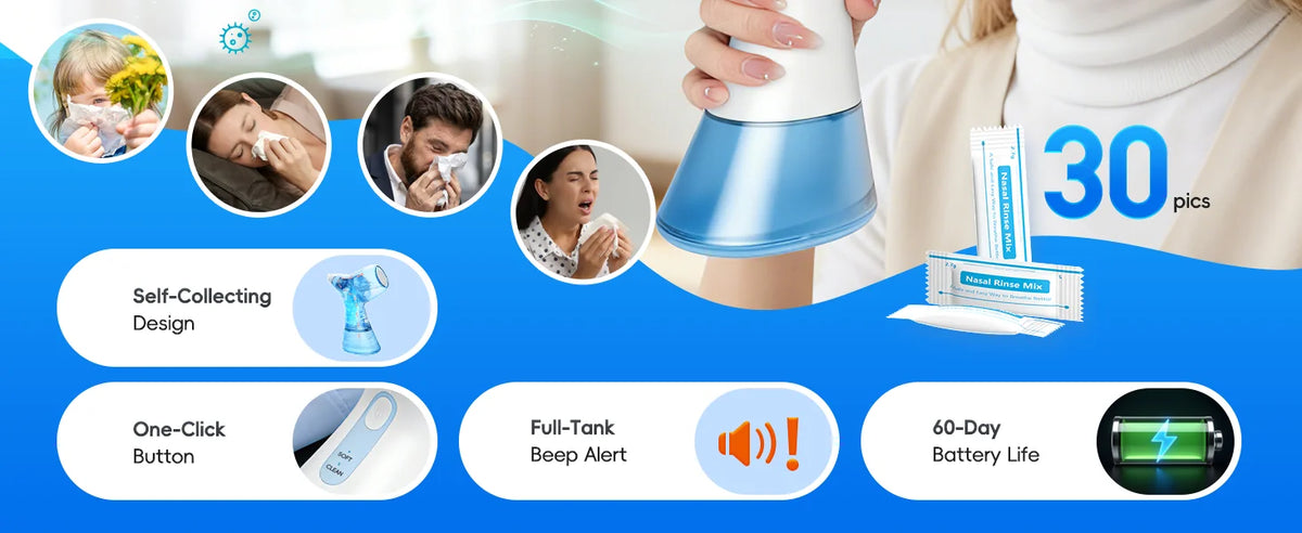 Electric Sinus Rinse Machine - Portable Nasal Irrigation System for Congestion Relief