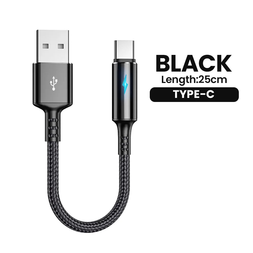 Short 0.25M USB Type-C & Micro USB Fast Charging Cable for Power Banks