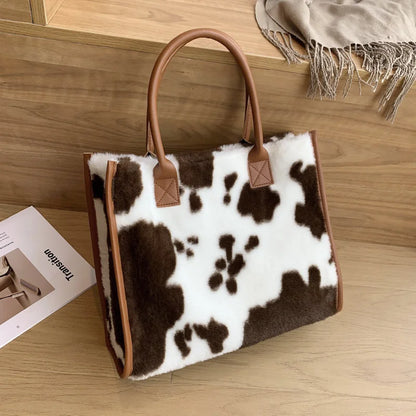 Luxury Fluffy Animal Print Tote