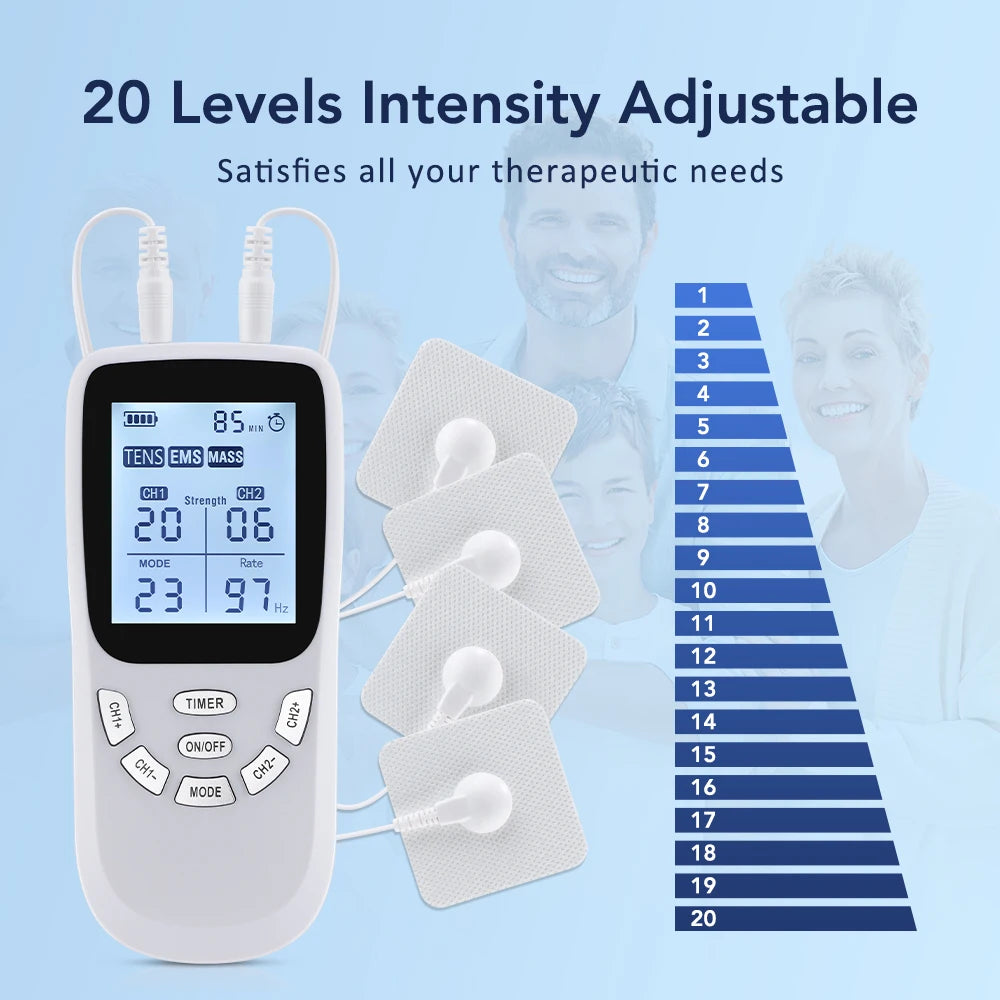 Dual Channel TENS & EMS Muscle Stimulator - Digital Therapy Massager