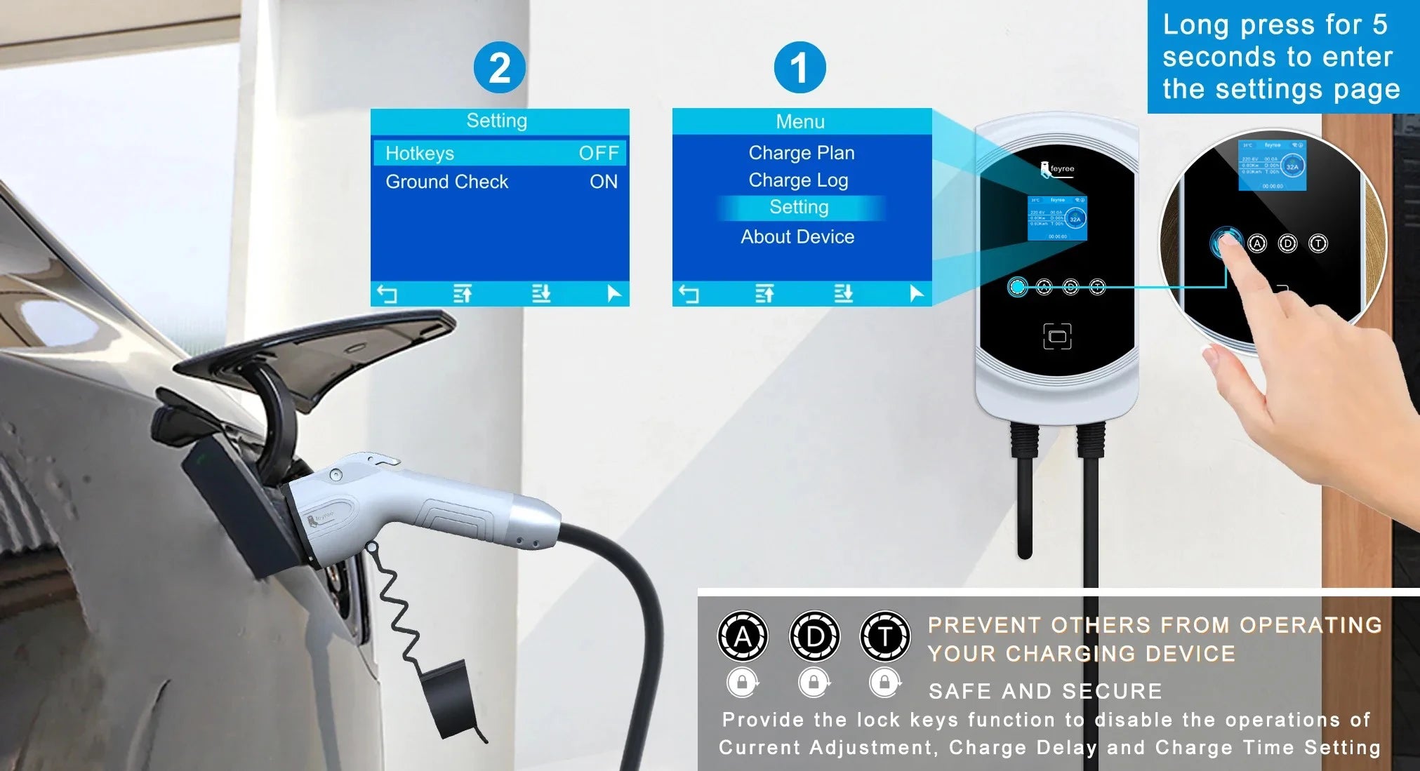 50A 12KW Type 1 EV Charging Station - Fast Home Electric Vehicle Charger - 15