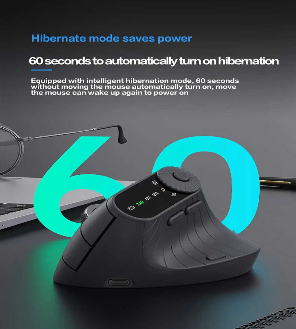 Ergonomic Wireless Vertical Mouse with Knob & Multi-Device Bluetooth
