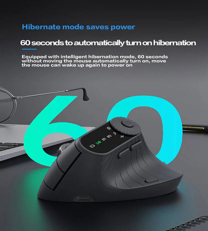 Ergonomic Wireless Vertical Mouse with Knob & Multi-Device Bluetooth